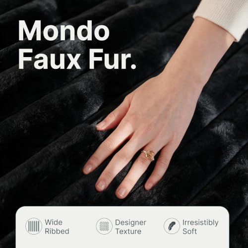 Image of Jaxx 6 Foot Cocoon - Large Bean Bag Chair for Adults, Premium Luxe Faux Fur - Mondo Black