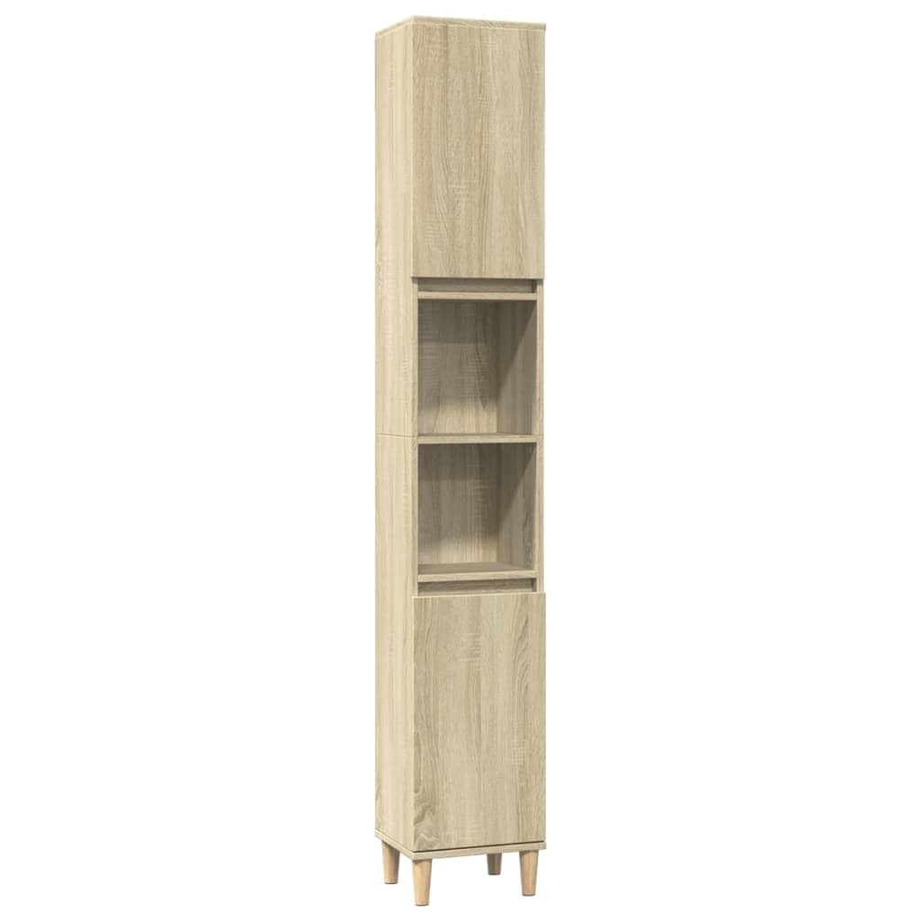 3-częściowy zestaw mebli łazienkowych z dębu sonoma z materiału drewnopochodnego, szafka pod umywalkę, wysoka szafka wisząca, miejsce do przechowywania, meble łazienkowe, stojące i wiszące, do