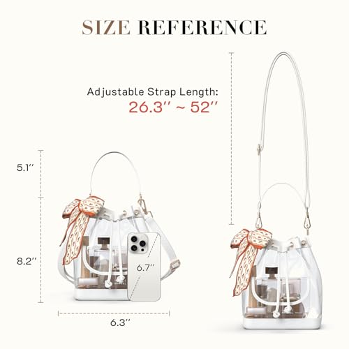 Image of Missnine Clear Bag for Stadium Approved, Clear Crossbody Bucket Bag Transparent PVC Purse for Women, Concert Stadium Events