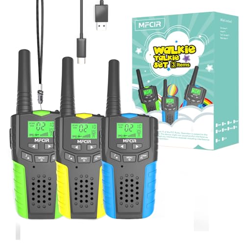 Kids Walkie Talkies Rechargeable 3 Pack,Long Range Walky Talky for Family Games Outdoor Hiking Camping,Mini Small Walkie Talkie 2 Way Radio Toy Boy...