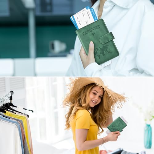 Image of Eoehro Passport Holder for Travel Essentials, Passport Wallet Cover Case for Travel Must Haves Accessories,Passport Book Holders for Women and Men(dark green)