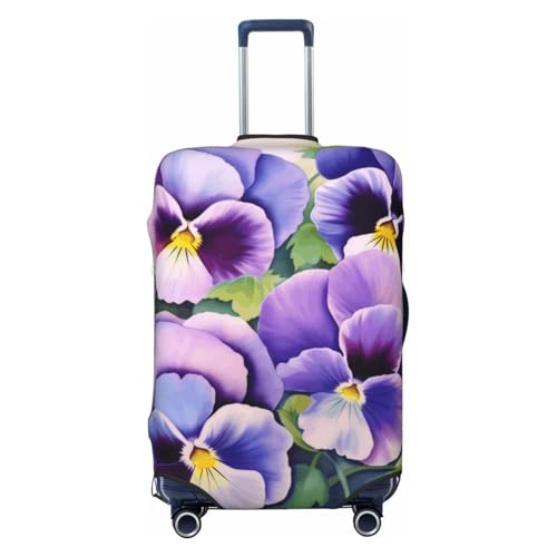 Pansy Perfection Print Luggage Suitcase Covers Elastic Washable Luggage Protector Luggage Covers For Suitcase