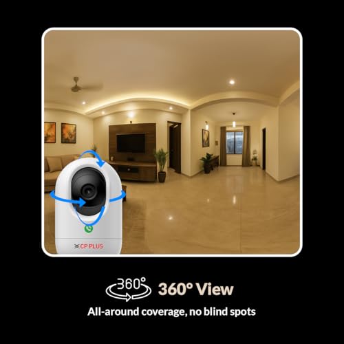 Image of CP PLUS 3M Smart Wi-Fi CCTV Camera | 360 Pan & Tilt | Press to Call | Motion Tracking | CTC Cyber Secure Tech | Two-Way Talk | IR Night Vision | Alexa & OK Google | CP-E34Q