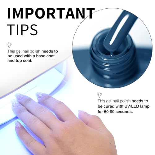 Image of CANNI 9ml Dark Dusk Blue Gel Nail Polish, High Gloss UV LED Soak Off Gel
