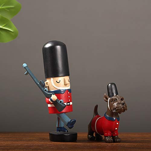 Sculpture Nordique en résine homme et animal : artisanat d'art rouge de 20cm