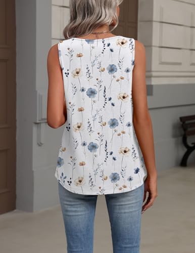Image of Zeagoo Womens Tank Tops Summer Sleeveless Loose Fit Tops V Neck Pleated Shirts Basic Tees Dressy Casual Trendy Clothes