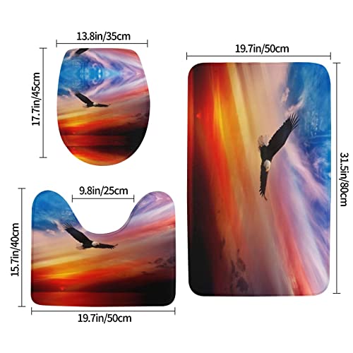 Eagle Flying In The Sky Print Rug Mats Pads Badvorleger Badteppich Set 3 Stück + Konturteppich + Toilettendeckelbezug – Bild 3
