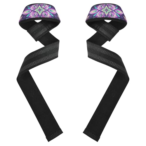 Nander Beautiful Mandala Wrist Straps for Weightlifting,Lifting Straps with Neoprene Cushioned Wrist Padded and Anti-Skid Silicone for Strength Training,Bodybuilding,Deadlifting