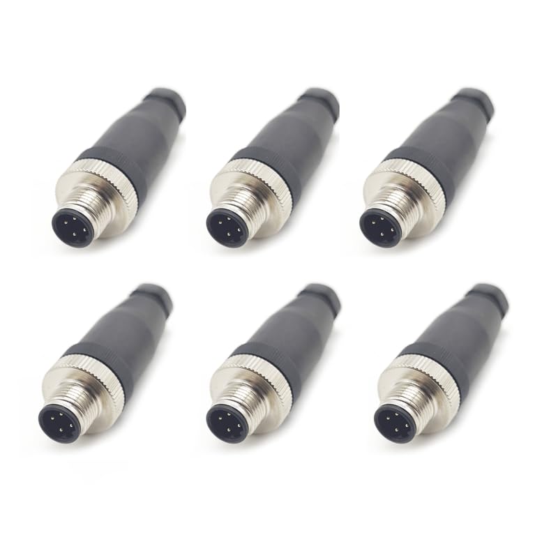 10Pcs M12 4 Pin Male Connector, Field Assembly Wireable Adapter 12mm IP67 Waterproof Straight Sensor D Code Unshiled Industrial Circular Connector for Electric Bicycles PG7 Cable 250V 4A(10PCS)