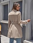 Wantdo Women's Waterproof Trench Coat Classic Lapel Outerwear Coat with Belt