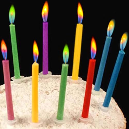 Colorflame Multicolor Birthday Cake Candles Happy Birthday Candles Colorful Candles Holders Party...