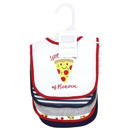 Image of Hudson Baby Infant Boy Cotton Bibs, Pizza Slice Of Heaven, One Size