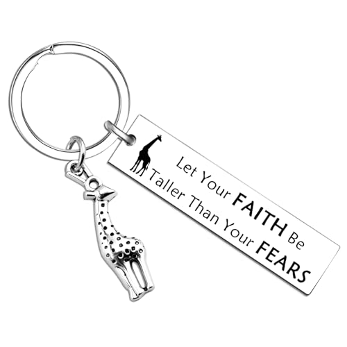 Porte-clés girafe en métal pour homme et femme avec message inspirant