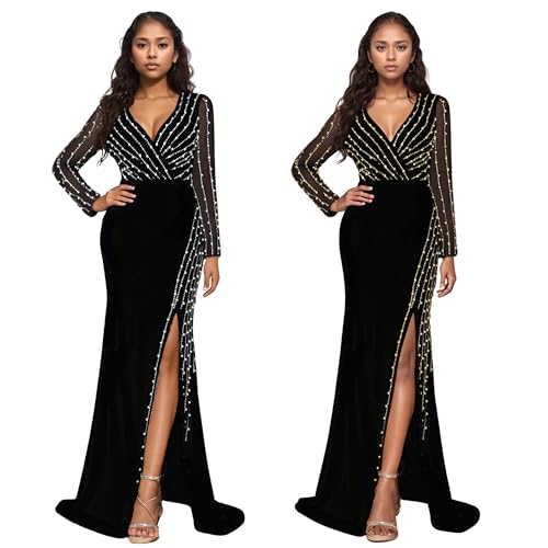 Image of PORRCEY Women's Sexy Elegant Rhinestone Bodycon Dress Hot Drilling Clubwear