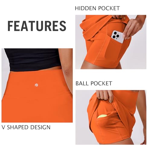 Image of PINSPARK Womens Tennis Skirt High Waisted Golf Skort with 2 Pockets Stretchy Athletic Skirts for Workout Pickleball Running