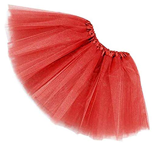 MUNDDY - Tutu Elastic tule 3 camadas 40 cm de comprimento para adultos diferentes cores saia disfarce balé (Envio 48-72h com seguimento de Madrid), Vermelho, Talla única