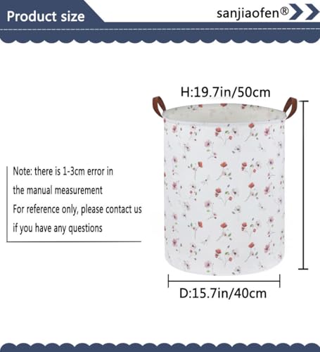 Image of Kids Laundry Hamper,Flower Laundry Basket Collapsible Girls Storage Baskets for Home Decor,Office,Home Organizer,(Dried flowers