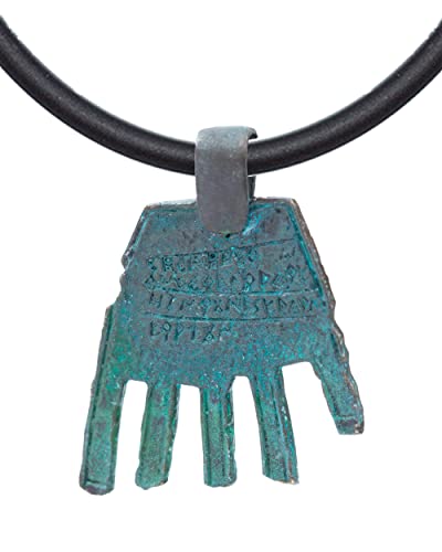 Eguzkilore Colgante Mano de Irulegi de Plata Oxidada en Verde 30mm con Cordón Caucho 4mm (gris, 40)