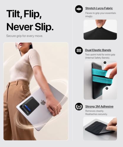 Image of 2 Pockets Laptop Sleeve with Reusable Adhesive for Portable External SSD - SanDisk Extreme Pro, Samsung T5 / T7, Crucial X8, Magic Mouse, Gray