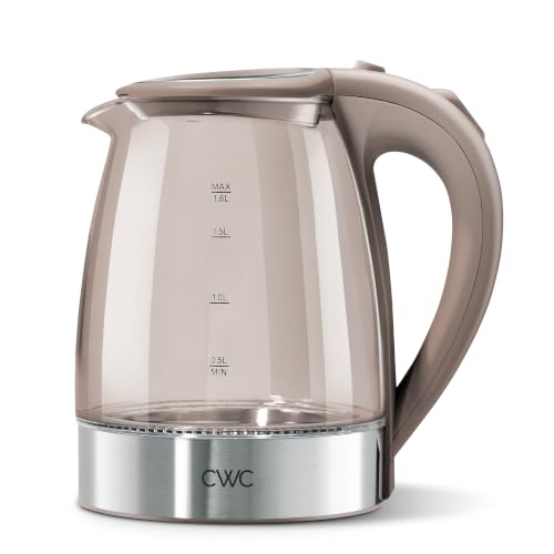 Image of COOK WITH COLOR Electric Stained Glass Tea Kettle, 1.8L Cordless Hot Water Boiler, 1200W Rapid Boil, Auto Shutoff & Boil Dry Protection, BPA-Free, Sleek Countertop Design, Neutral