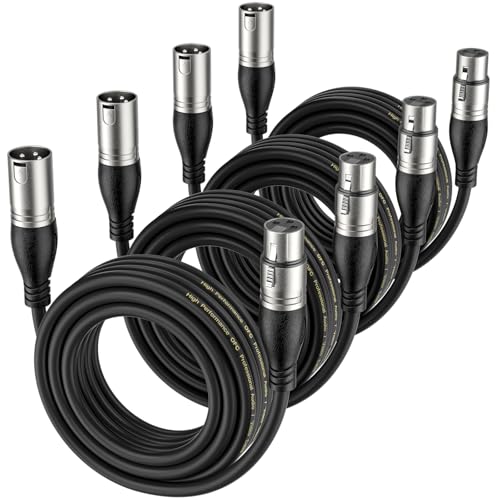 Image of EBXYA XLR Cable 35ft 4 Packs - Premium Balanced Microphone Cable with 3-Pin XLR Male to Female Mic Speaker Cable, Black