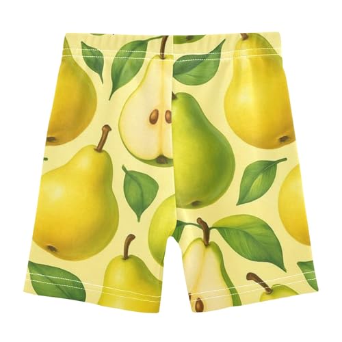 Joisal Girls' Biker Shorts Toddler Cotton Under Shorts for Dresses Stylized Whole Sliced Pears Yellow Kids Clothing 4t2