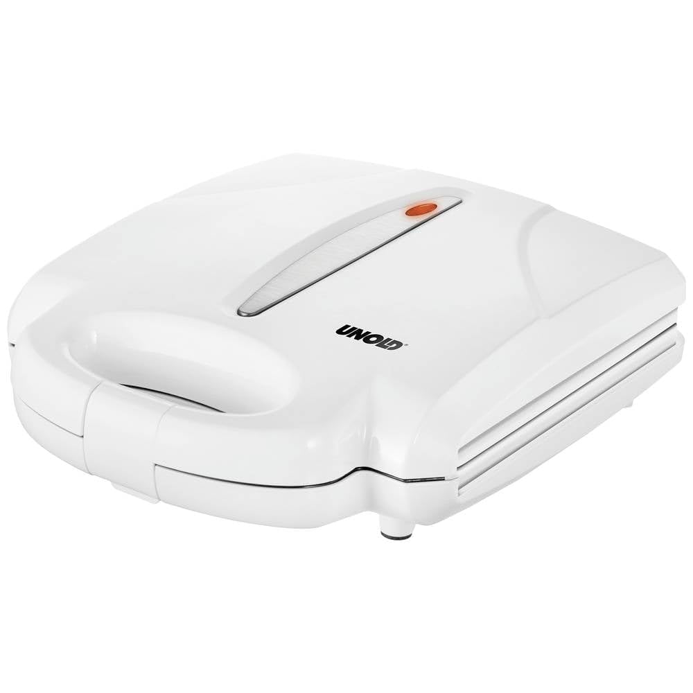 Unold Oreschki 48360 Gaufrier en forme d'hamamélis avec témoin lumineux pliable, blanc, acier inoxydable, plaques revêtues de céramique