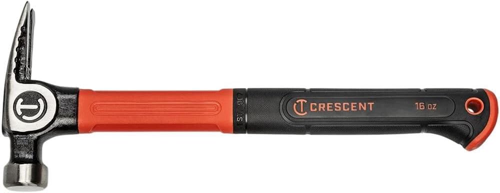 Crescent Fiberglass General Purpose Hammer - Claw Hammer with Magnetic Nail Starter & Vibeguard Technology - Premium Hand Tool - 16 oz - CHFGP16