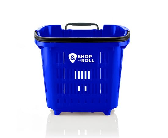 BALSAT Cesta de la Compra 34L - Resistente y Espaciosa, Ideal para Supermercado, Hogar y Compras Diarias, Diseño Ergonómico y Fácil de Transportar (Azul)