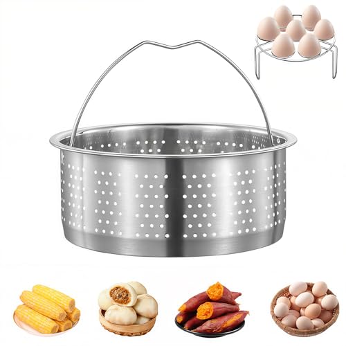 17,5 cm Dampfgarer Einsatz Edelstahl 304 mit Egg Steamer Rack, Dämpfeinsatz für Topf Dünsteinsatz für töpf, Siebeinsatz für Töpfe für Töpfe Kochtöpfe Schnellkochtopf Dünsten von Gemüse Früchte Eier