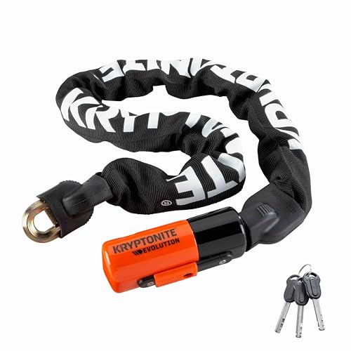 Kryptonite Evolution 1090 Kettenschloss - 90cm, Sicherheitsgrad 8/10, Anti-Diebstahl, Fahrradschloss Hohe Sicherheit, mit 10 mm Stahlkette und 3 Schlüsseln, Schwarz