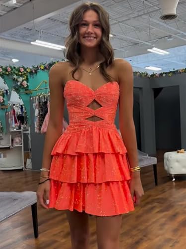 Yuxin Sparkly Tiered Sequin Homecoming Dresses Short for Teens A Line Mini Cocktail Party Gowns4