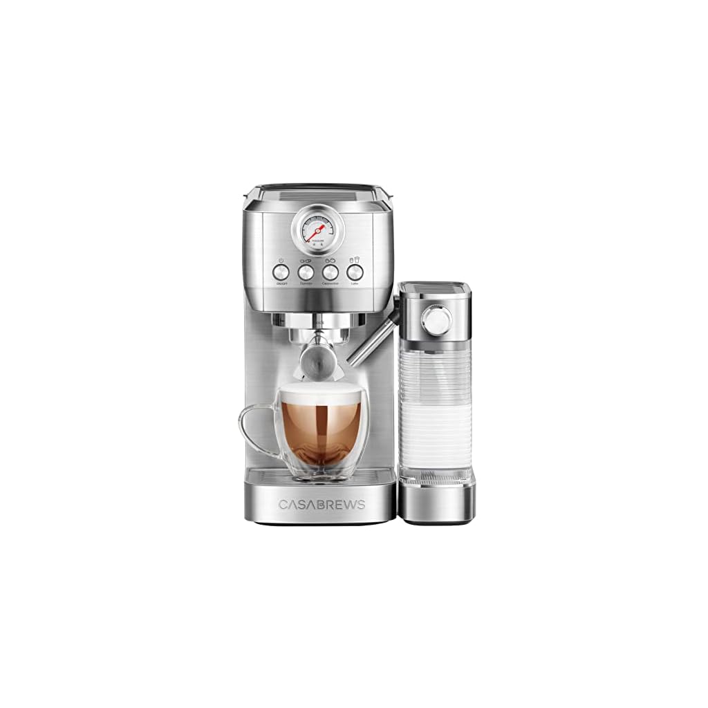 CASABREWS-Espresso-Machine-20-Bar-Compact-Cappuccino-Machine-with-Automatic-Milk-Frother-Stainless-Steel-Espresso-Maker-With-49-oz-Removable-Water-Tank-for-Cappuccino-or-Latte-Gift-for-Coffee-Lover