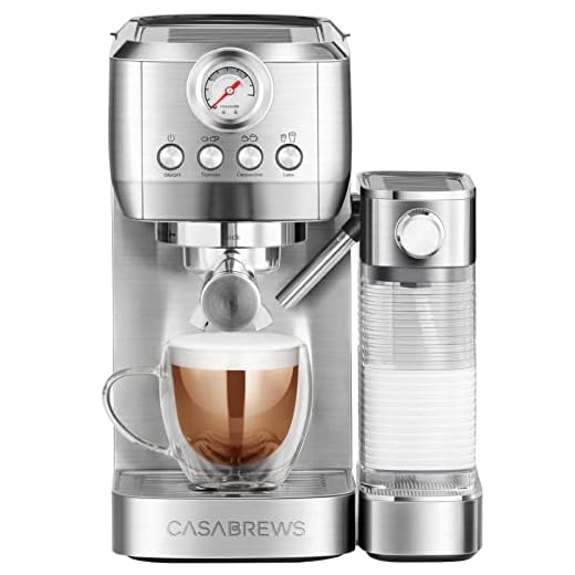 CASABREWS Espresso Machine 20 Bar, Compact Cappuccino Machine with Automatic Milk Frother, Stainless Steel Espresso Maker With 49 oz Removable Water Tank for Cappuccino or Latte, Gift for Coffee Lover