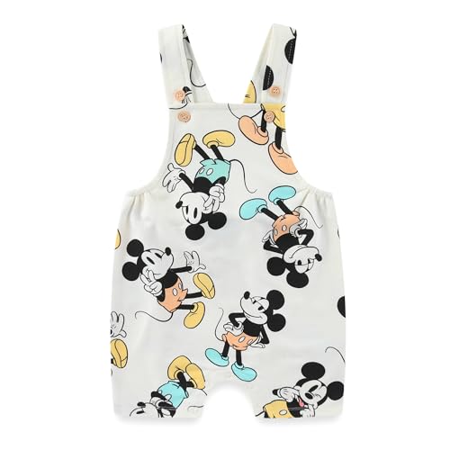 Disney Mickey Mouse Baby Boys French Terry Shortall Overalls T-Shirt and Hat 3-Piece Set for Infants2