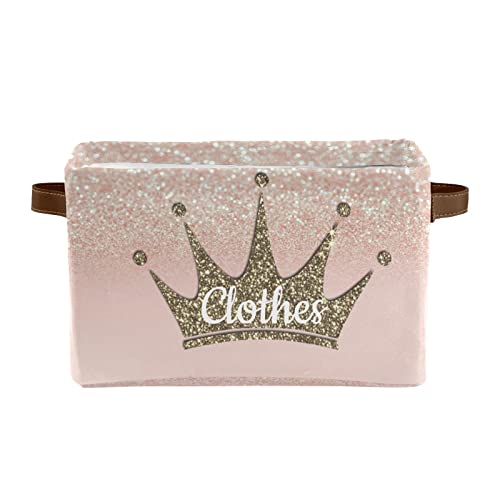 Joyestore Princess Glitter(Just Print Effect) Personalized Storage Bins ,Baskets Cubes Organizer with Handle for Shelves Closet Nursery Toy 1 Pack