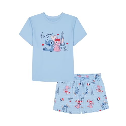Disney Womens Lilo & Stitch 2-Piece Pajama Set Soft & Comfortable Nightwear for Adults Top & Bottom Duo STITCH LOVES PARIS M