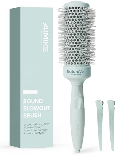 AIMIKE NaturaVol Round Brush for Blow Out, Round Hair Brush Nano Thermal Ceramic & Ionic Tech, for...