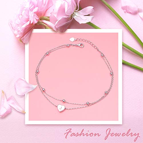 Flyow Ankle Bracelets For Women Initial Real S925 Sterling Silver Letter Anklet With Initials Cute Adjustable Foot Anklets For Women Girls #TOP1
