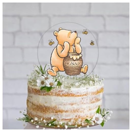 Winnie Cake Topper Welcome Baby Acrylic 5inch Cake Toppers Cupcake Toppers Classic The Pooh Baby Shower Decorations Winnie Birthday Party Supplies