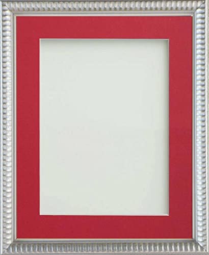 Frame Company Grantham Silver A4 Frame With Red Mount For Image 10x6inch *Choice of Sizes* Fitted with Real Glass