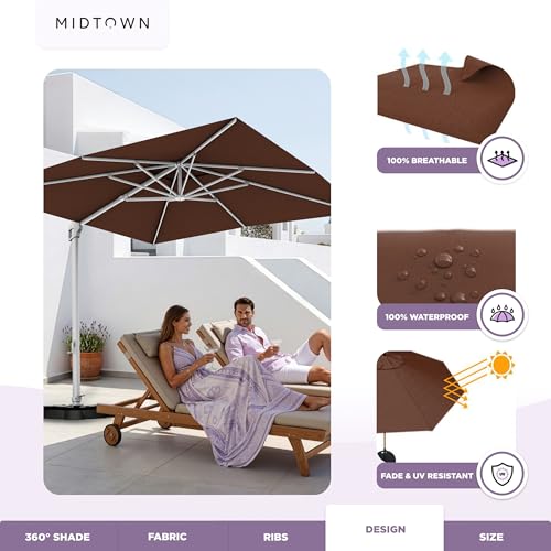 Image of Midtown Umbrellas Grande Square - 9 x 9 Ft Cantilever Umbrella