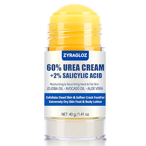 ZyraGloz Urea Cream Stick 60% plus Salicylic Acid 2%, Maximum Strength Urea Foot Cream for Dry Cracked Heels, Feet Callus Remover, Hands Knees Exfoliating Dead Skin, Softening Skin Moisturizer Lotion