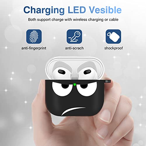 Image of for Airpods 3 Case 2021, Don't Touch Me for Airpods Cover with Keychain /Lanyard Soft Cute Shockproof Cover for Women Men Compatible with for Airpods 3 Charging Case -Black