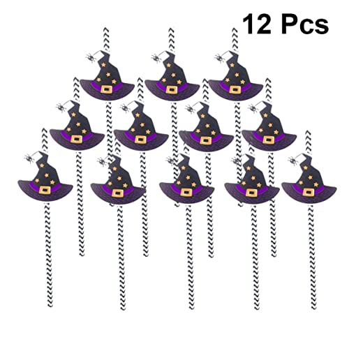 Bestoyard 24 Pcs Halloween Party Paper Party Straws Halloween Paper Straws Decorative Drinking Straws Straws Witch Hat #TOP7