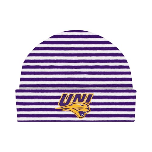 Striped Knit Cap - Northern Iowa Panthers, Purple/White, Newborn 0-3 Mos