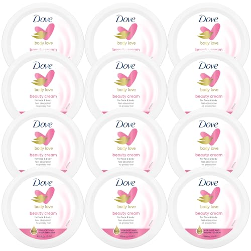 Dove Lotion, Beauty Cream - Light, Fast-Absorbing Face and Body Cream for Normal to Dry Skin, 24-Hour Moisture, Travel Size, 2.53 Fl Oz. (Pack of 12)