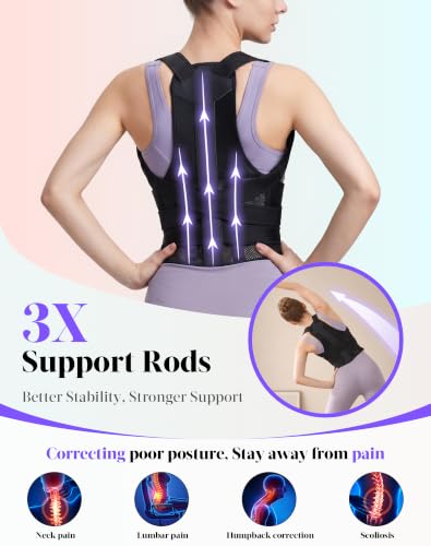 Image of Posture Corrector for Women and Men, Full Back Support Brace, Black, Small | Adjustable Shoulder Brace, Armpit-Friendly, Breathable Mesh, Relief for Upper and Lower Back, Neck Pain, Fits Under Clothing
