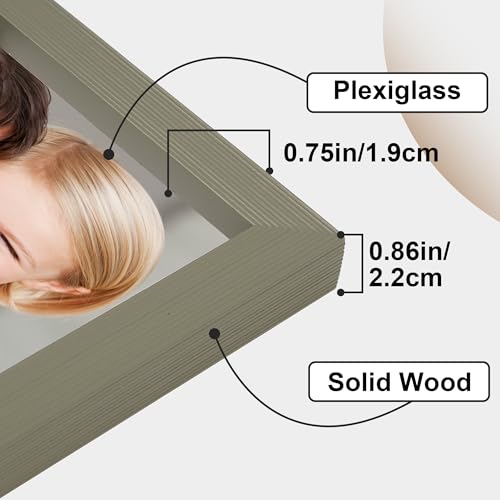 WTAQR Picture Frames,6x8 picture frame Set of 2,Picture Frame with HD Plexiglass,Display Pictures 5x7 with Mat or 6x8 Without Mat,Vertical and Horizontal Wall Hanging Photo Frame,Gray Frame — view 5