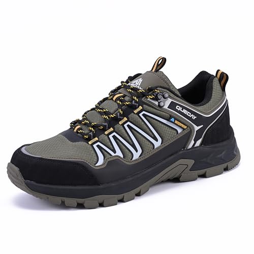 Image of Queday Mens Waterproof Lightweight Hiking Shoes | Breathable, Anti-slip Rubber outsole, Cushioned EVA midsoles, Ideal for daily trail, camping, and climbing